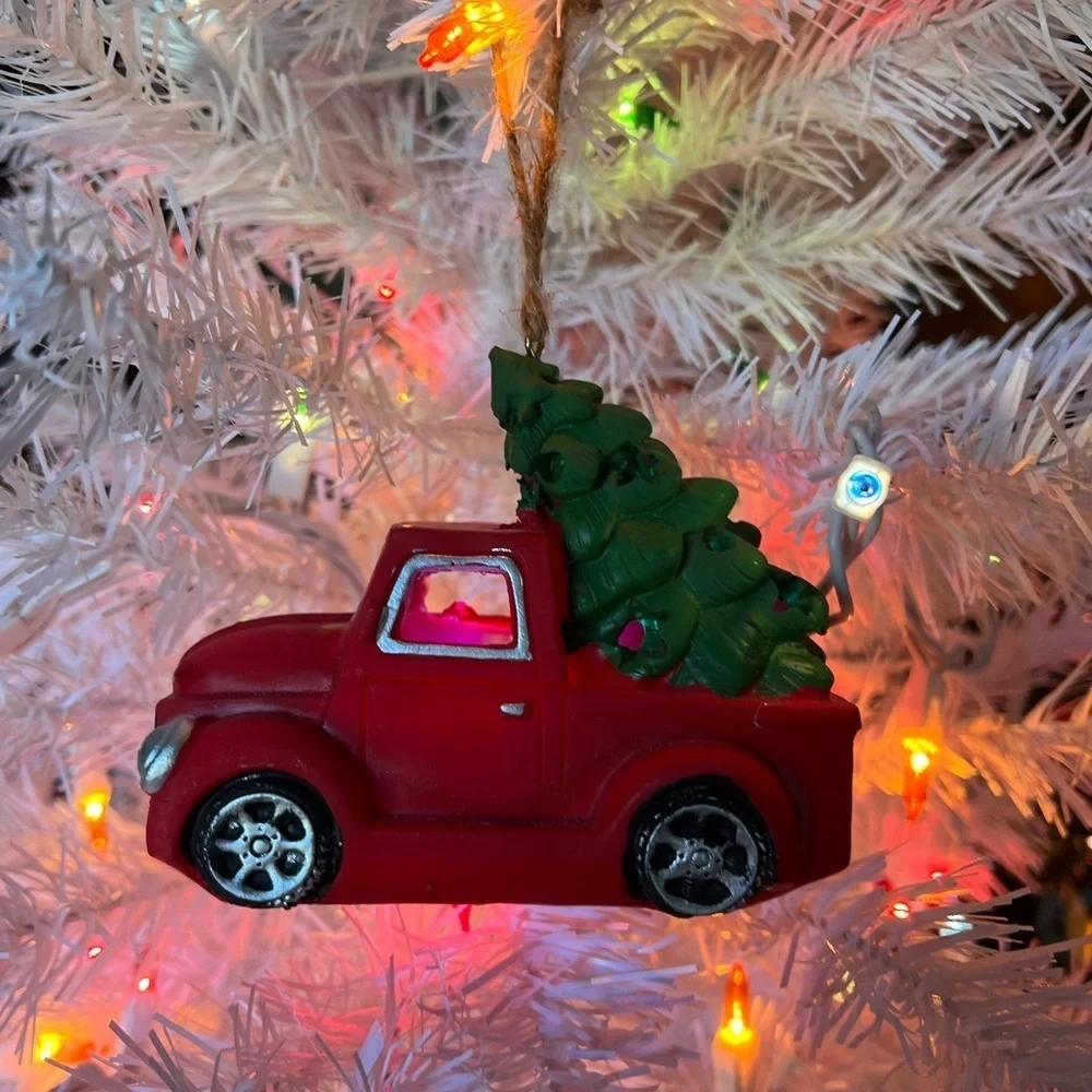 Red truck light up Christmas Ornament